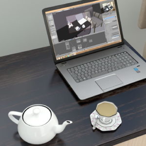 Morning Tea with laptop model