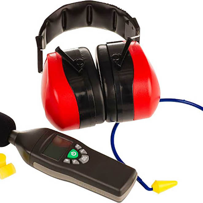 objects to protect from deafness on a white background