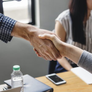 Business people shaking hands in agreement